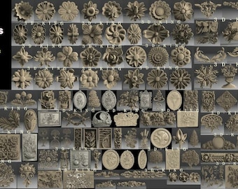 159 Pcs STL Models of Floral Flower Tree Patterns for CNC Router, Engraver, 3D Printer, Wood Carving