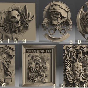 10 peças modelos 3D STL de tema Dead, Zombie e Scull para roteador CNC, gravador, máquina de escultura, impressora 3D Artcam, Aspire, Fusion