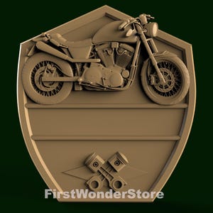 3D STL Model of The Biker Sign Symbol Panel for CNC Router Engraver Carving Machine 3D Printer Artcam Aspire Fusion3D