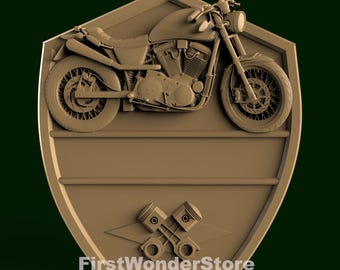 Biker Sign 3D STL Model for CNC Router, Engraver, 3D Printer