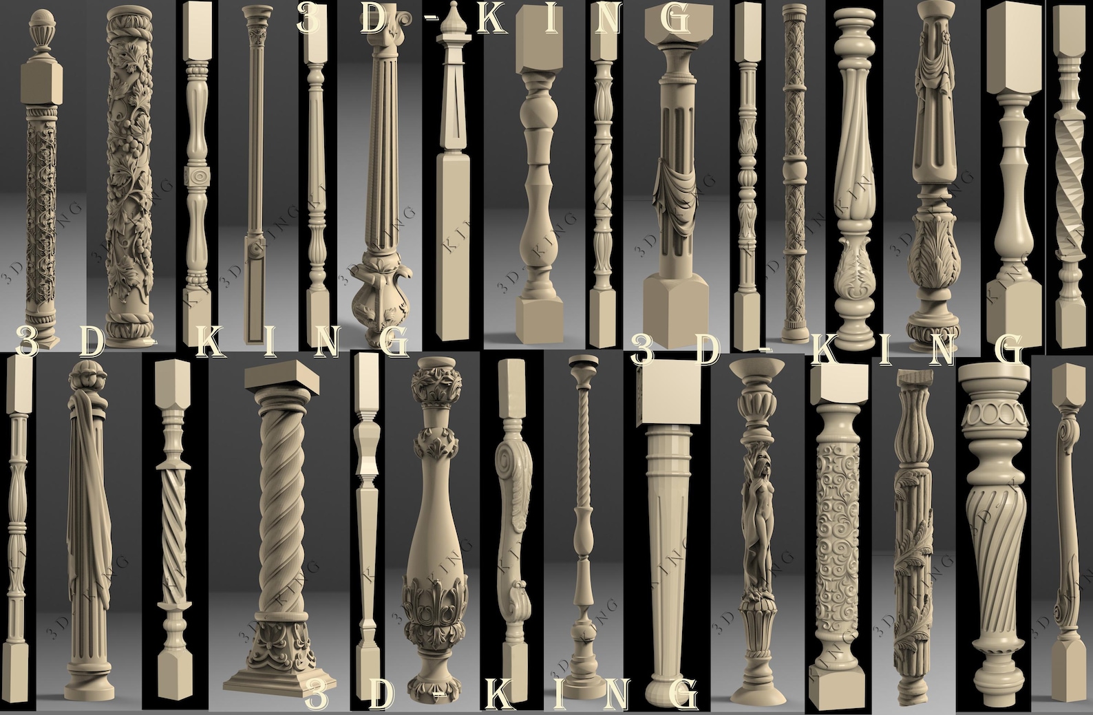 140 Pcs 3D STL Models: CNC Router 4 Axle Machine 3D Printer Balusters ...
