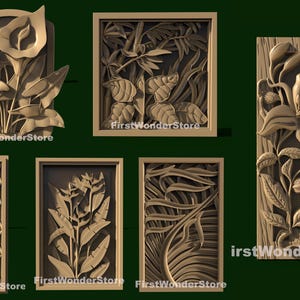 6 Pcs 3D STL Modelos Abstratos Florais Painéis de Flores para CNC Router Gravador Máquina de Escultura Impressora 3D Artcam Aspire Fusion3D