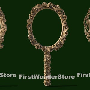 3 Pcs 3D STL Modellen Ovaal Frame Hand Spiegellijsten voor CNC Router Graveur Carving Machine 3D-printer Artcam Aspire Fusion3D
