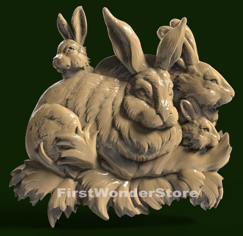 8 Pcs 3D STL Models of Rabbit & Hare Theme for CNC Router, Engraver ...