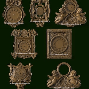 7 Pcs 3D STL Models of Angel & Cupid Clocks Theme for CNC Router Carving 3D Printer Aspire V Carve Artcam