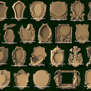 33 Pcs 3D STL Modelos de Caça Pesca Escudos Molduras para CNC Router Gravador Máquina de Escultura Impressora 3D Artcam Aspire Fusion3D