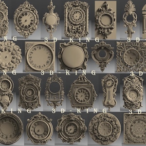 31 peças modelos 3D STL de relógios de parede, relógios com padrão decorativo, tema para roteador CNC, gravador, máquina de escultura, impressora 3D Artcam Aspire Fusion