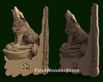 Wolf & Moon 3D STL Model for CNC Router, Engraver, 3D Printer