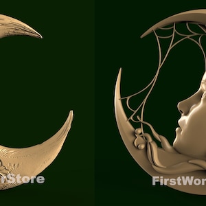2 Stk 3D STL Modelle von Sun & Moon Panels 2 für CNC Fräser Engraver Carving Maschine 3D Drucker Artcam Aspire Fusion3D