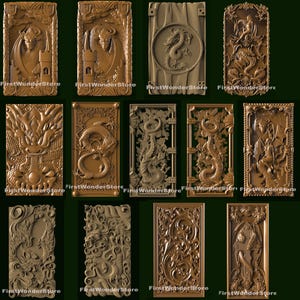13 Pcs 3D STL Models of Backgammon's Dragon  Theme for CNC Router, Engraver, Carving Machine