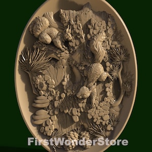3D STL Modell Eichhörnchen und Baum 21 für CNC Fräser Engraver Carving Maschine 3D Drucker Artcam Aspire Fusion3D
