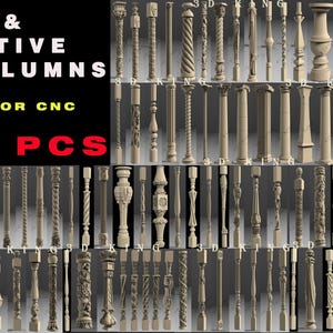 140 stuks 3D STL-modellen van balusters, palen en poten voor CNC-router graveur Carving Machine 3D-printer Artcam Aspire Fusion
