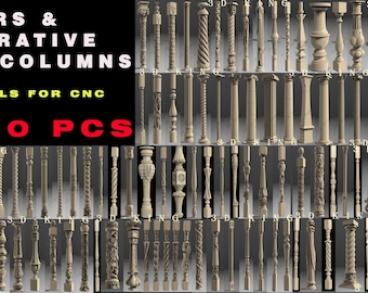 140 Pcs 3D STL Models: CNC Router 4 Axle Machine 3D Printer Balusters, Posts, Legs