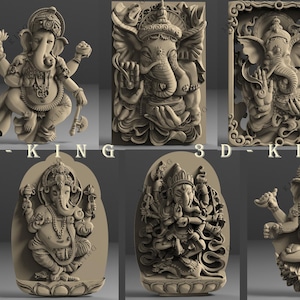 9 Pcs 3D STL Modelos de Deus Ganesha Tema para CNC Router, Gravador, Máquina de Escultura, Impressora 3D Artcam, Aspire, Fusion