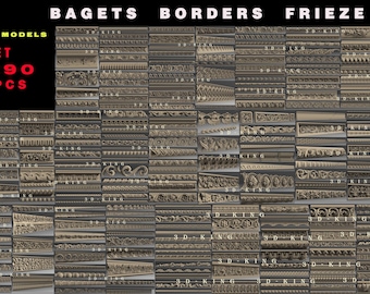 290+ Pcs 3D STL Models of Bagets, Borders, Friezes for CNC Router, Engraver, Carving Machine, 3D Printer Artcam, Aspire, Fusion3D