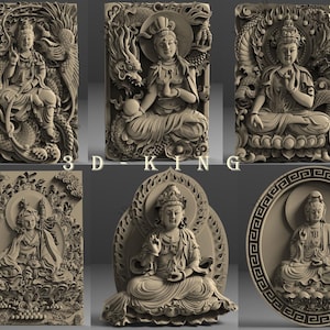 13 peças modelos 3D STL de Deus Tema Guanyin para roteador CNC, gravador, máquina de escultura, impressora 3D Artcam, Aspire, Fusion