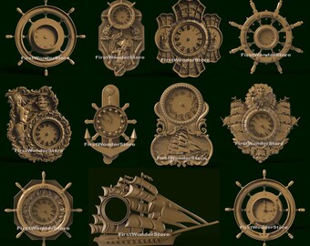 11 Pcs 3D STL Models of Ship & Sea Theme for CNC Router Carving 3D Printer Aspire V Carve Artcam