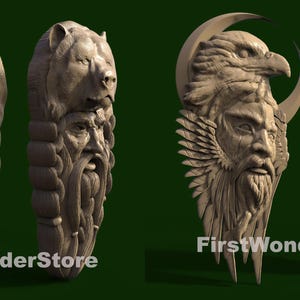 2 Stück 3D STL Modelle der Krieger Bär & Schutzadler Masken für CNC Fräser, Engraver, Schnitzmaschine, 3D Drucker, Artcam, Aspire, Fusion3D