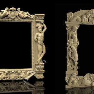 2 Stück 3D STL Modelle von quadratischen Männern & Frauen Rahmen für CNC-Fräser, Gravur, Carving-Maschine, 3D-Drucker, Artcam, Aspire, Fusion