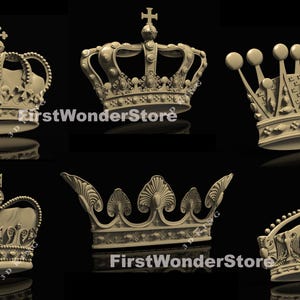 6 peças modelos 3D STL de decorações coronais de coroa tema para roteador CNC, gravador, máquina de escultura, impressora 3D Artcam, Aspire, Fusion