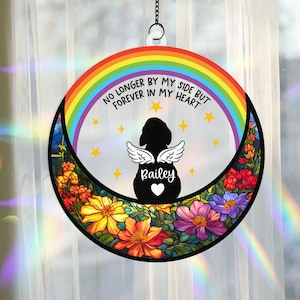 Personalized Loss Of Dog Sympathy Suncatcher, Rainbow Bridge Pet Memorial Suncatcher, Dog Memorial Gift, Loss of Dog Gift, Dog Remembrance