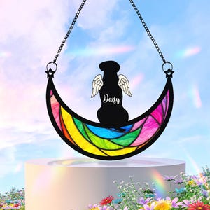 Personalized Dog Loss Sympathy Gift, 2 3 Pet Passing Dog Suncatcher Rainbow Bridge, Pet Memorial Gift, Loss of Dog Gift, Dog Memorial Gifts