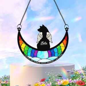 Custom Dog Memorial Suncatcher, Rainbow Bridge Pet Suncatcher, Pet Memorial Gift, Dog Loss Sympathy Gift, Dog Remembrance, Loss of Dog Gifts