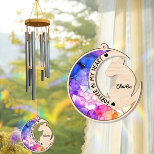Personalized Dog Memorial Wind Chime, Dog Memorial Suncatcher, Pet Loss Gift, Pet Suncatcher, Rainbow Bridge, Dog Cat Loss Sympathy Gifts