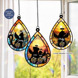 Custom 2 3 Pets Passing Away Ornament, Pet Suncatcher Gift, Loss Of Pet Sympathy Suncatcher, Dog Cat Memorial Gifts, Dog Memorial Suncatcher