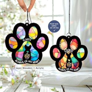 Rainbow Bridge Pet Paw Suncatcher, Dog Memorial Suncatcher, Pet Suncatcher Sympathy Gift, Dog Loss Gift Dog Remembrance Gift, Window Hanging