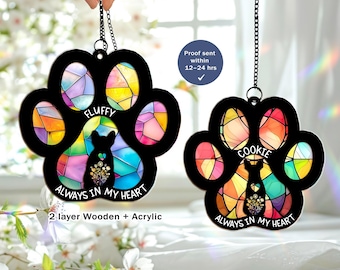 Rainbow Bridge Pet Paw Suncatcher, Dog Memorial Suncatcher, Pet Suncatcher Sympathy Gift, Dog Loss Gift Dog Remembrance Gift, Window Hanging