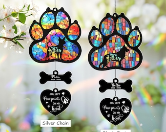 Rainbow Bridge Pet Paw Suncatcher, Dog Loss Sympathy Gift, Pet Memorial Suncatcher, Dog Memorial Ornament, Dog Remembrance Window Hanging