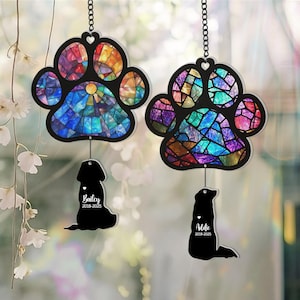 Custom Dog Loss Sympathy Gift, Rainbow Bridge Pet Suncatcher, Dog Memorial Suncatcher, Pet Memorial Gift, Loss of Dog Gift, Dog Remembrance