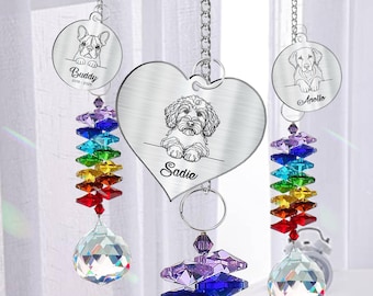 Rainbow Bridge Pet, Dog Sun Catcher Pet Memorial Gifts, Personalized Name Dog Pet Remembrance Gifts, Dog Sympathy Gift, Pet Grave Markers