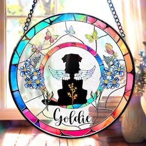 Personalized Dog Lover Gift, Custom Pet Memorial Suncatcher, Dog Cat Glass Art, Cute Dog Suncatcher, Pet Window Hangings, Dog Loss Gift