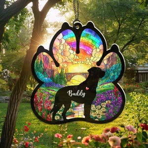 Personalized Dog Loss Sympathy Gift, Custom Pet Memorial Suncatcher, Rainbow Bridge Pet, Loss of Dog Gift, Dog Remembrance, Window Hangings
