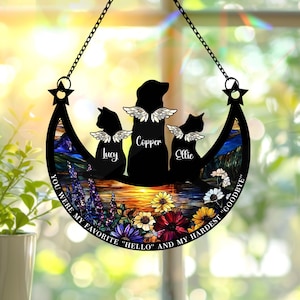 Personalized Pet Memorial Gift, 2 3 Pets Passing Away Ornament, Custom Dog Cat Memorial Suncatcher, Pet Loss Gifts, Dog Loss Sympathy Gift