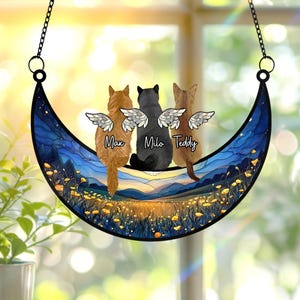 Personalized Loss of Cat ACRYLIC Suncatcher, Cat Angel Memorial Suncatcher, Cat with Wings Window Hanging, Cat Memorial Gift for Cat Lover