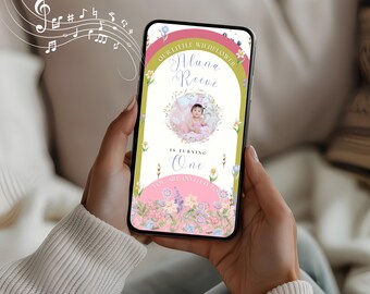 Chic Wildflower Animated Birthday Invitation, 20 Second Video Invite, Editable Canva Template, Floral Birthday Theme