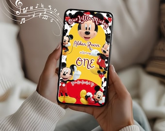 Fun to Be One Animated Birthday Invitation, 20 Second Video Invite, Canva Template, Red Black Gold Party, Editable Digital Invite
