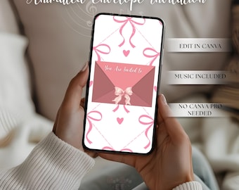 Animated Envelope Birthday Invitation, Canva Video Template, Editable Invitation Reveal, 1080x1920 Vertical, 10 Seconds