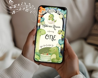Our Little Dino Animated Birthday Invitation, 20 Second Video Invite, Canva Template, Green Party, Editable Digital Invite