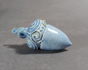 Blue acorn, acorn sculpture, one of a kind, pottery acorn