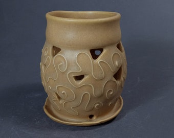 Tan orchid planter, one of a kind, pottery planter