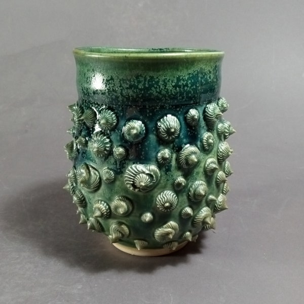 Tall green bowl, one of a kind, hand thrown, stoneware bowl, dark green