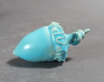 Turquoise acorn sculpture, hand thrown acorn, one of a kind