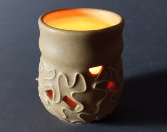 tan votive candle holder