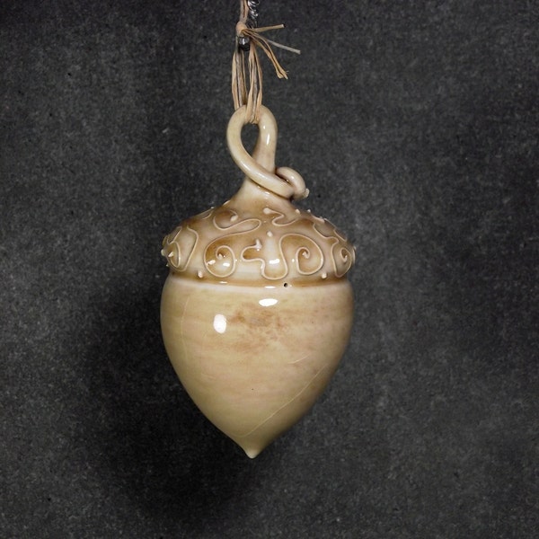 Ceramic acorn ornament, one of a kind