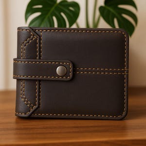 Portefeuille en cuir de chèvre noir fait main pour homme, porte-monnaie en cuir de chèvre, portefeuille pour cartes, cadeau pour papa, cadeau pour lui