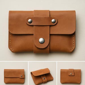 Cawnpore 1860 - Porta-cartão de crédito ou débito, presente para padrinhos, carteira de couro minimalista, presente para marido, porta-cartão personalizado